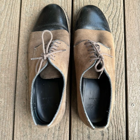 Zara Man Brown Suede Lace Up Oxfords Size 42 US 9 Black Cap Toe Low Top Shoes - Picture 5 of 10